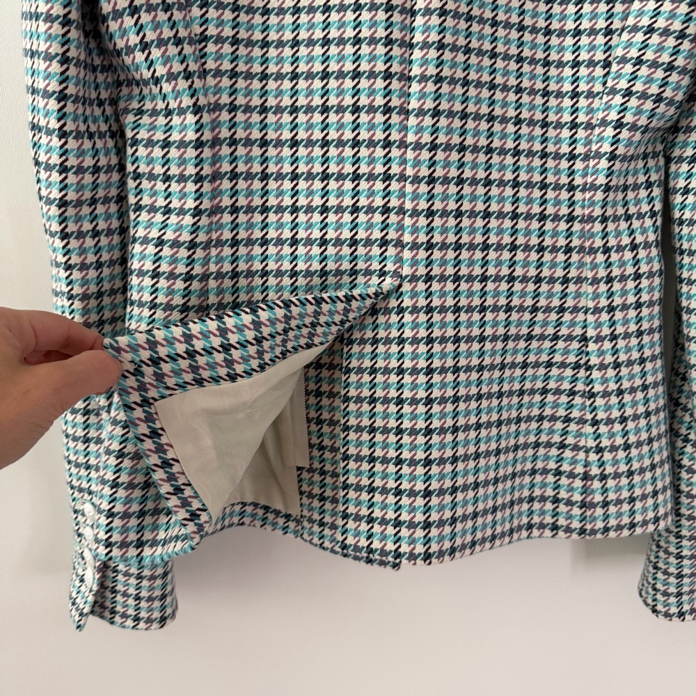 New VERONICA BEARD | Farley Dickey Jacket Turquoise Multi Tweed Houndstooth 0 - Picture 7 of 10